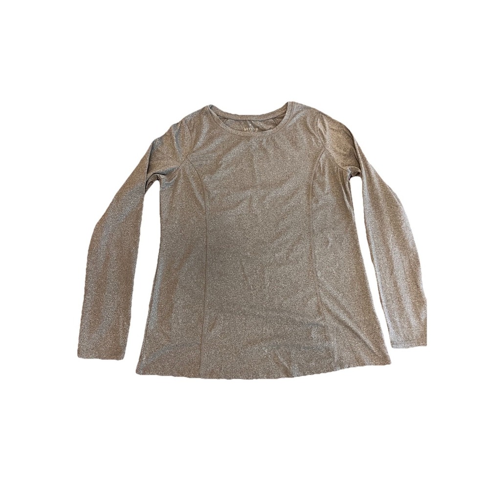 BEYOND SCRUBS Gray Long Sleeve T Shirt Top Medical Stretch Comfort Women Med